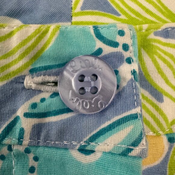 Lilly Pulitzer White Label Crab Fish Blue Green Cropped Pants Size 10 Vintage - Picture 4 of 6